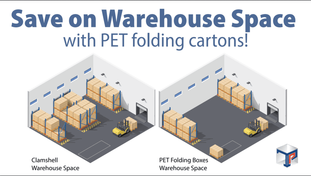 Save on Warehouse Space with PET Folding Cartons!